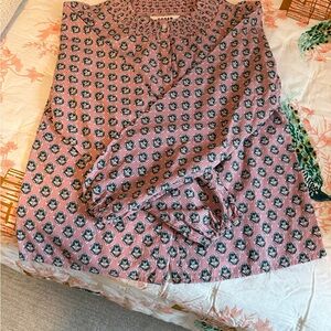 Boden Dusty Pink and Dark Green Patterned Blouse